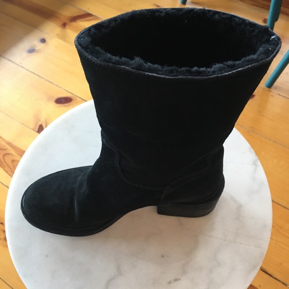Elyse Walker Black Leather Suede Boots - Picture 5 of 7